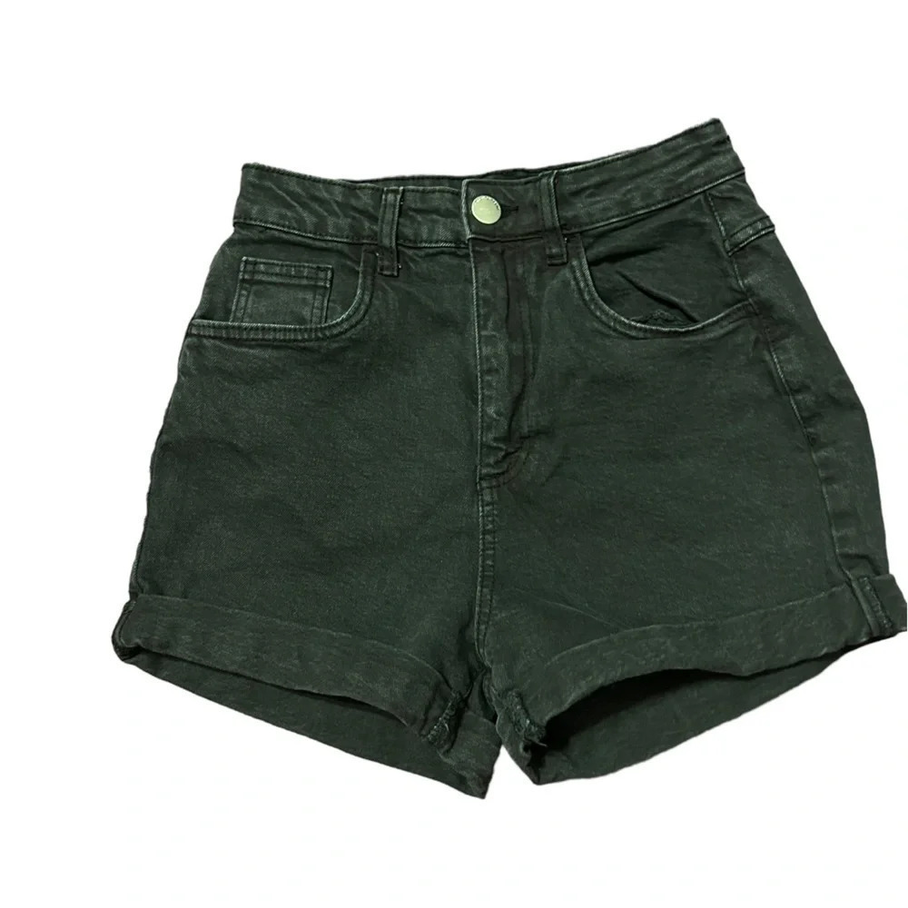 COTTON ON HIGH RISE STRETCH BLACK DENIM SHORTS